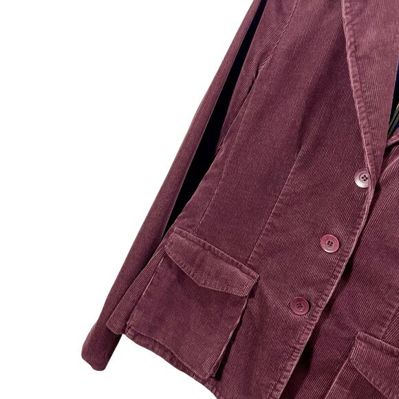 Vince Womens Corduroy Blazer Coat Burgundy Wine Medium 8 Casual Jacket Y2K USA - Picture 2 of 9